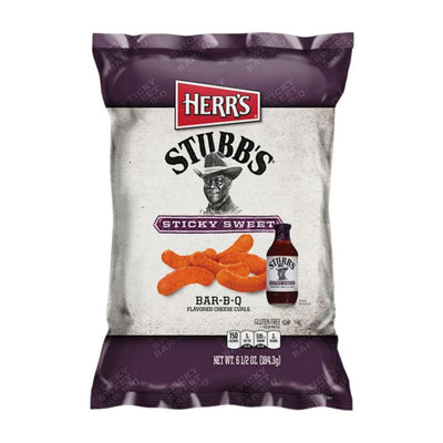 Herr's Stubb's Sticky Sweet BBQ Curl, confezione di patatine alla salsa barbecue dolce Stubb’s da 184g (3825283629153)