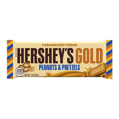 Hershey's Gold Peanuts and Pretzel, barretta al cioccolato e burro d'arachidi da 39g