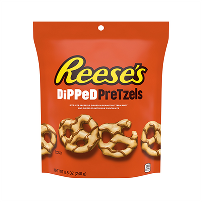 Reese's Peanut Butter Dipped Pretzels, pretzel ricoperti di burro d'arachidi e cioccolato al latte da 120g (4424949301345)