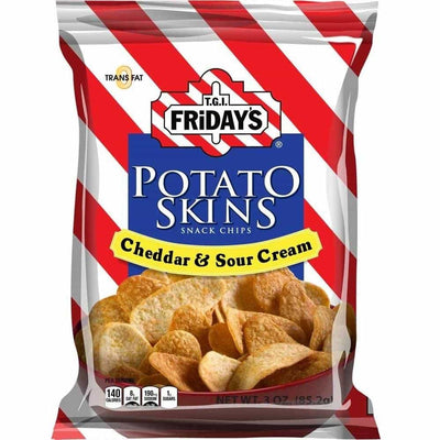 TGI Fridays Potato Skins Cheddar and Sour Cream, patatine acidule al cheddar da 49.7g (1954206646369)