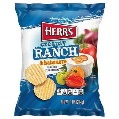 Herr's Creamy Ranch and Habanero Potato Chips, patatine piccanti e speziate da 28g (1954237874273)