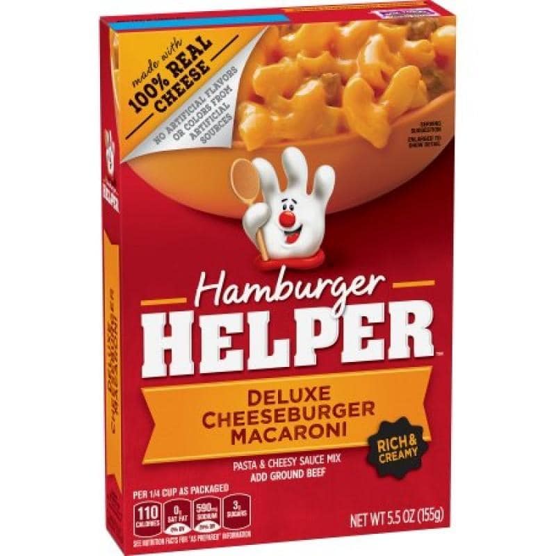 Hamburger Helper Deluxe Cheeseburger Macaroni, preparato per pasta con formaggio e carne da 187g (1954238791777)