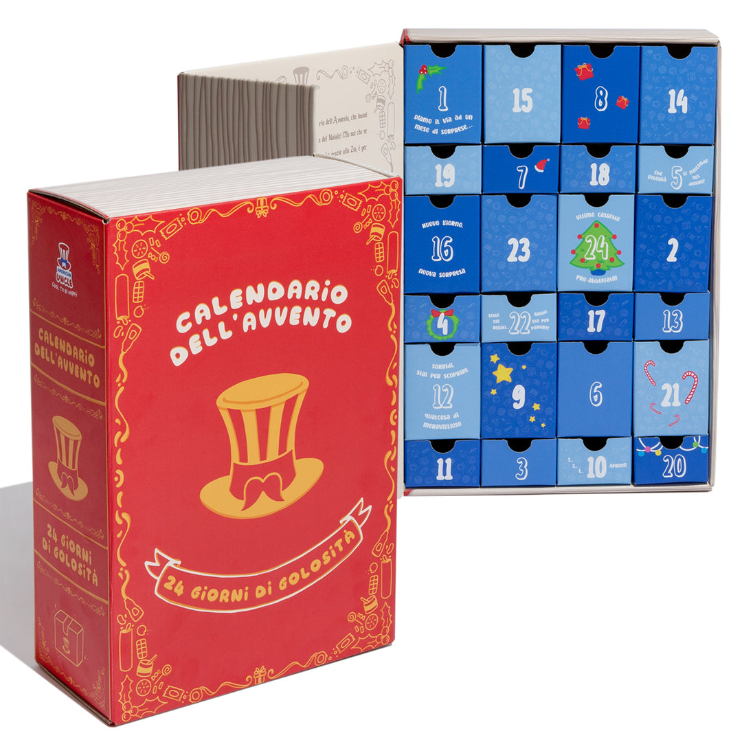Calendario dell'Avvento Vintage, scatola da +24 snack dolci e salati a sorpresa