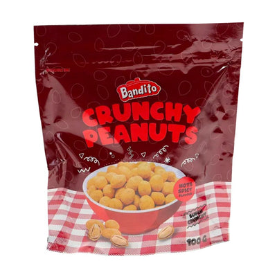 Confezione da 100g di arachidi tostate Bandito Crunchy Peanut Hot & Spicy Flavour