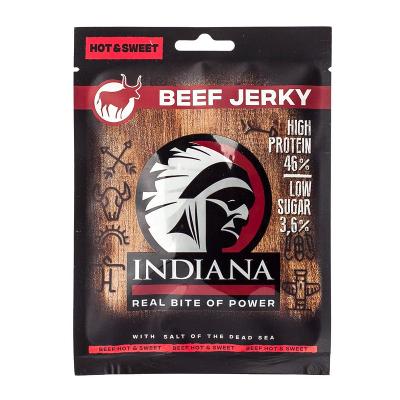 Beef Jerky Indiana Hot&Sweet, carne secca dolce e piccante da 25g