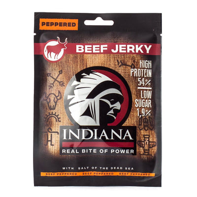 Confezione di carne secca Beef Jerky Indiana Peppered al pepe da 25g