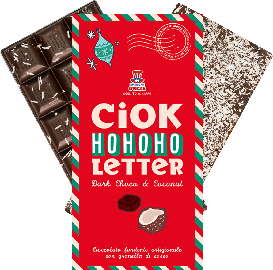 ChocoLetter Dark Choco & Coconut, tavoletta di cioccolato fondente artigianale con granella di cocco da 100g