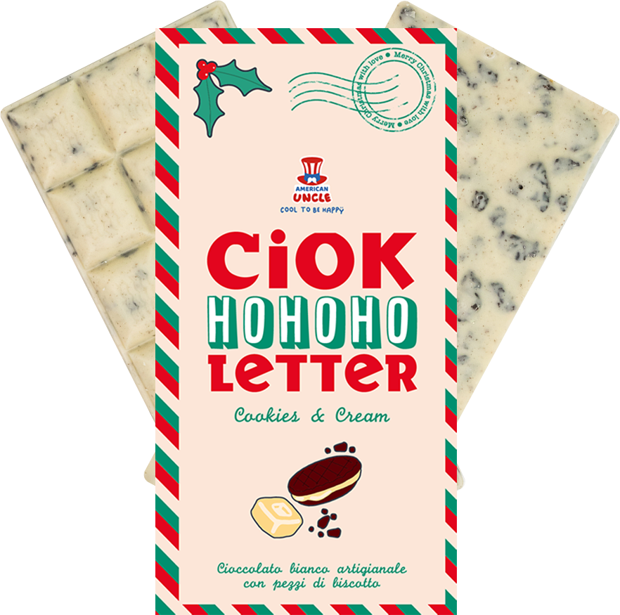 ChocoLetter Cookies & Cream, tavoletta di cioccolato bianco artigianale con pezzi di biscotto da 100g