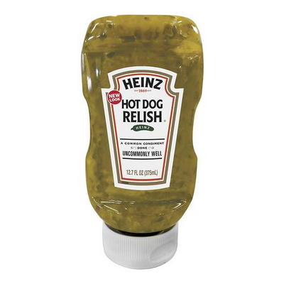 Heinz Hot Dog Relish Squeeze, confezione di condimento al cetriolo per hot dog da 296 ml (4113321656417)