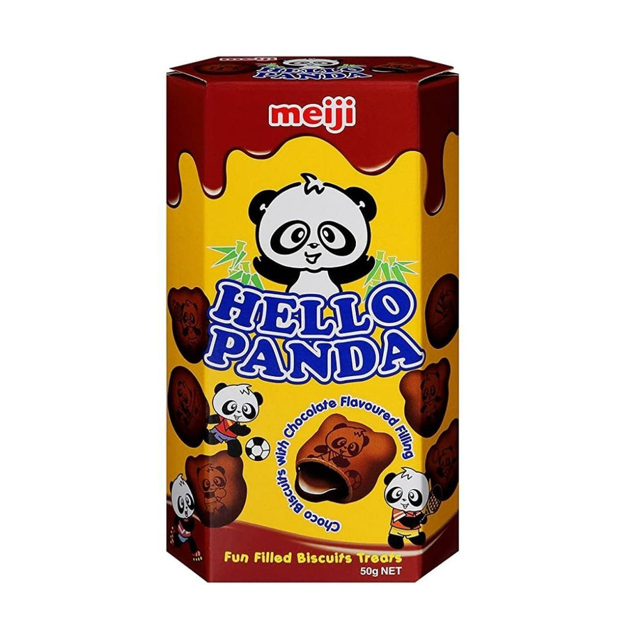 Hello Panda Double Chocolate, biscotti a forma di panda ripieni di crema al doppio cioccolato da 50g