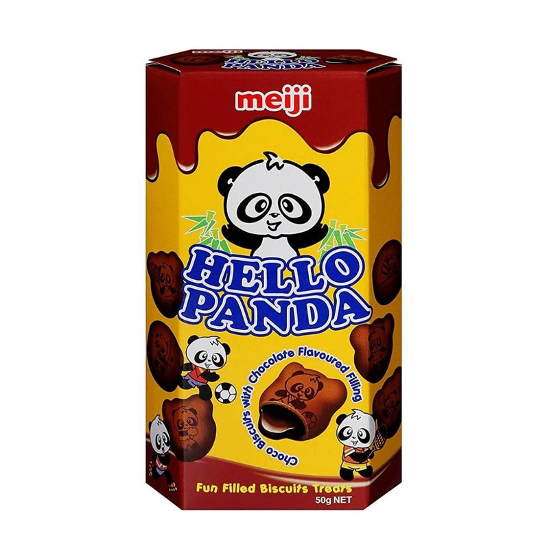 Hello Panda Double Chocolate, biscotti a forma di panda ripieni di crema al doppio cioccolato da 50g
