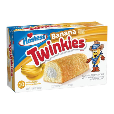 Hostess Twinkies Banana, merendine ripiene con crema alla banana nel formato da 10 pezzi