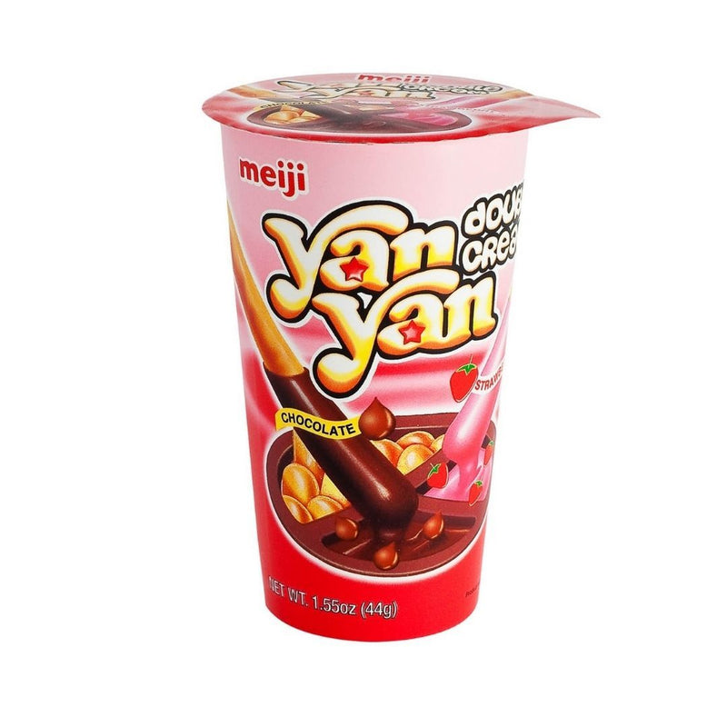 Meiji Double Cream Chocolate & Strawberry Yan Yan, bastoncini con crema al cioccolato e alla fragola da 44g