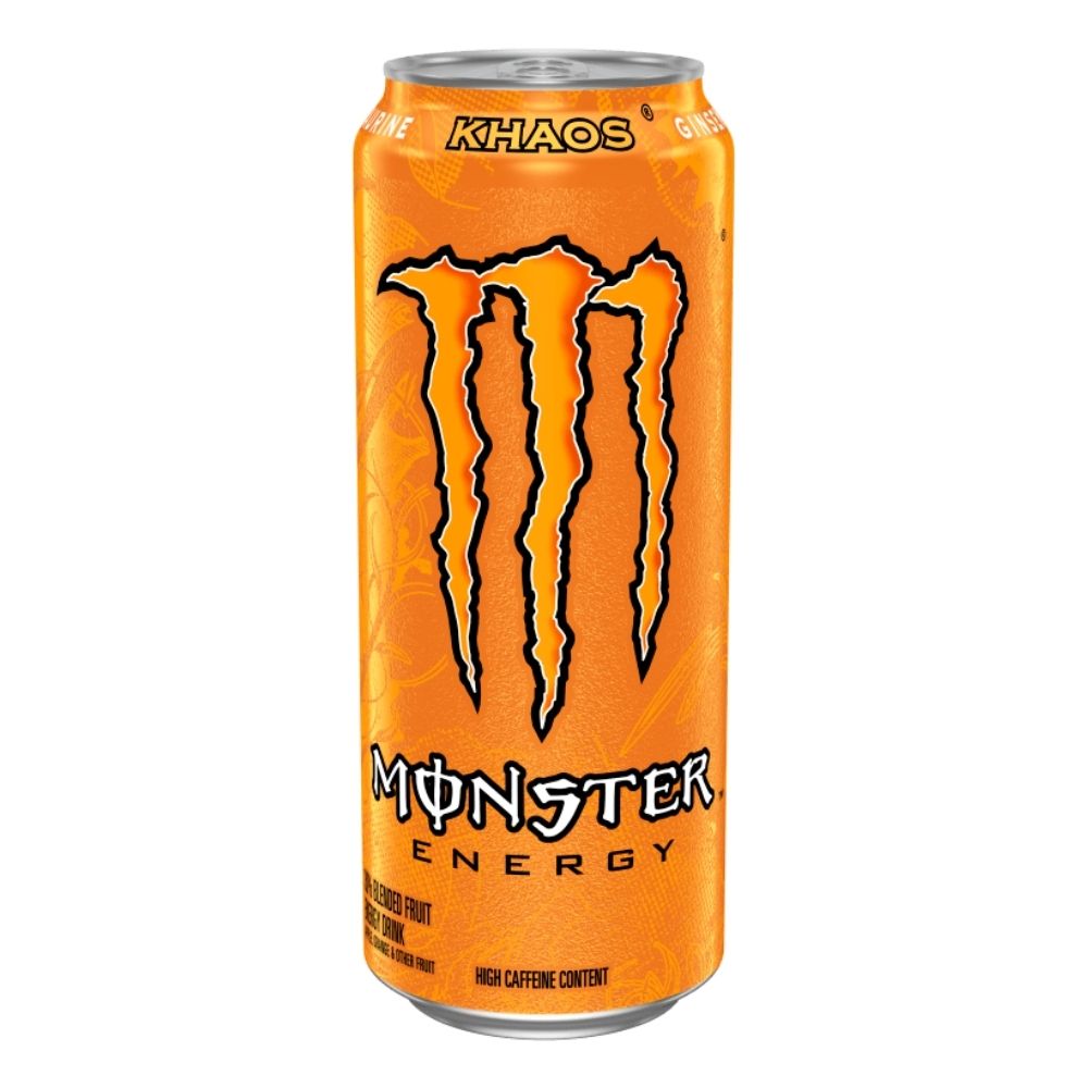 (Monster non da collezione, danneggiata) Monster Energy Khaos, bevanda energetica all'arancia da 335ml
