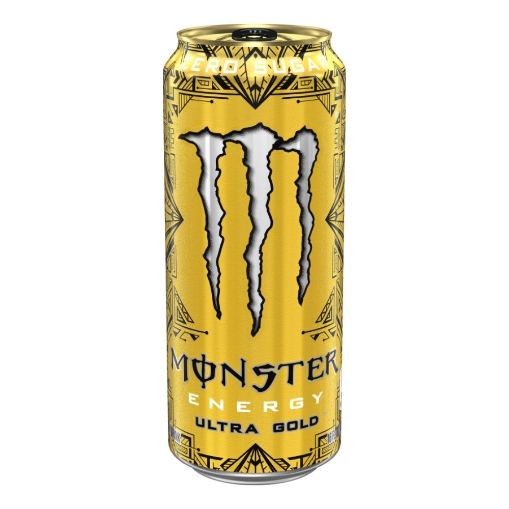 (Monster non da collezione, danneggiata) Monster Ultra Gold, energy drink all'ananas da 500ml