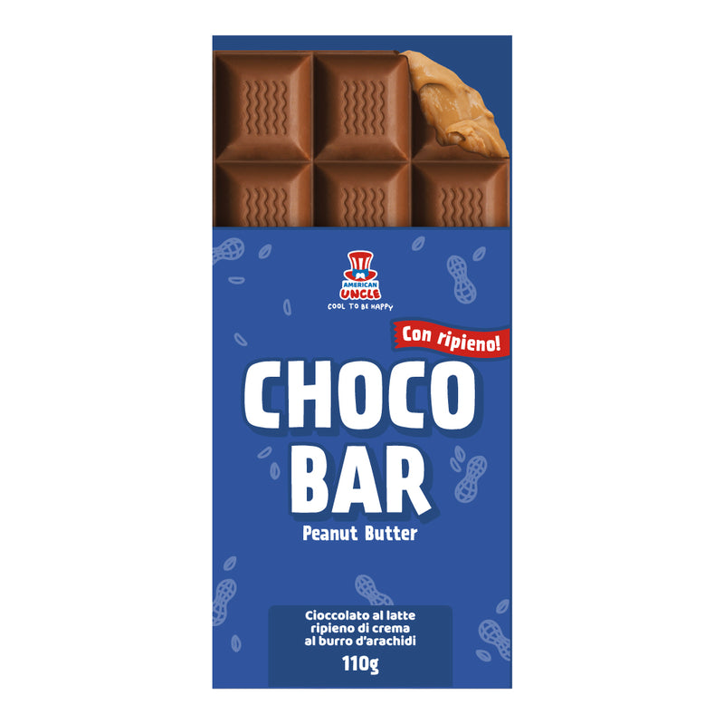 Choco Bar Peanut Butter filled, cioccolato al latte ripieno di crema al burro di arachidi da 110g