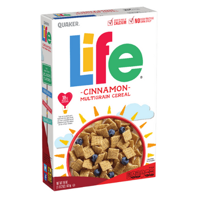 Quaker Life Multigrain Cinnamon Cereal, confezione di cereali alla cannella da 370g (3887365226593)