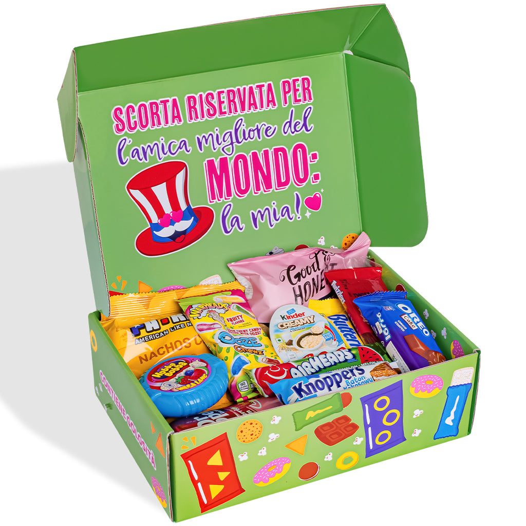 Snack box “Cool to be Happy”: scatola a sorpresa da 20 snack dolci, salati  e bevande – American Uncle