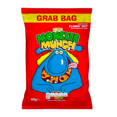 Confezione di snack piccante Monster Munch Flamin Hot da 40g