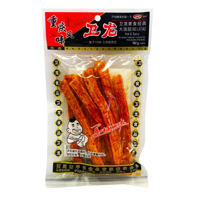 Confezione da 102g di snack di frumento Big La Tiao Hot & Spicy