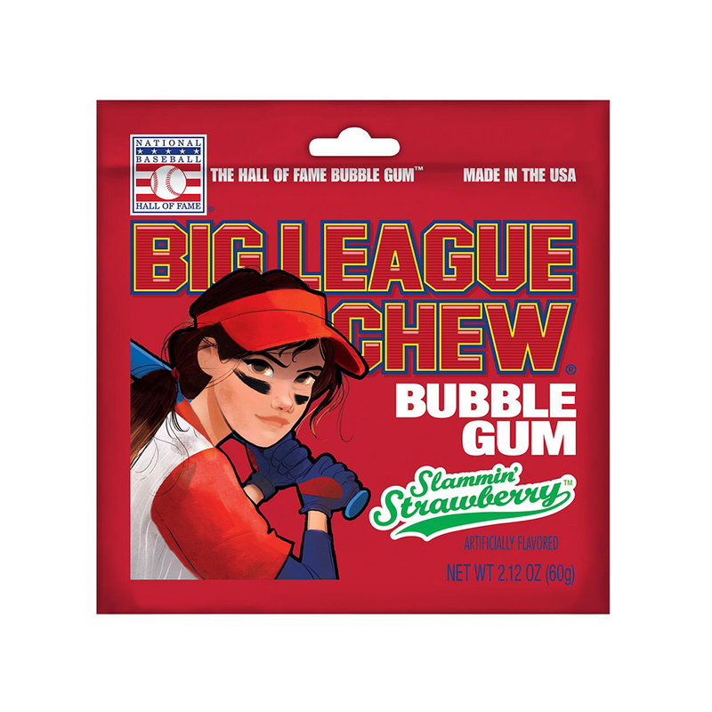 Big League Chew Strawberry,  confezione di chewing gum filanti alla fragola da 60g (4649277751393)