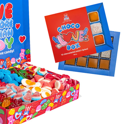 Confezione di Candy box e cioccolatini Choco Love box 