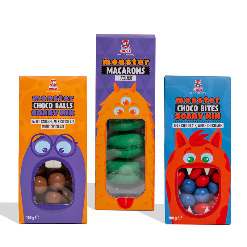 Monster Choco Bites + Monster Choco Balls + Monster Macarons Hazelnut