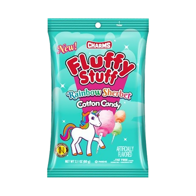 Fluffy Stuff Rainbow Sherbet Cotton Candy Bag, zucchero filato alla frutta da 60g (4649278046305)