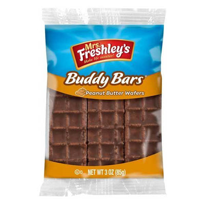 Mrs Freshley's Buddy Bar, wafer al cioccolato e al burro d'arachidi da 85g (3982636089441)