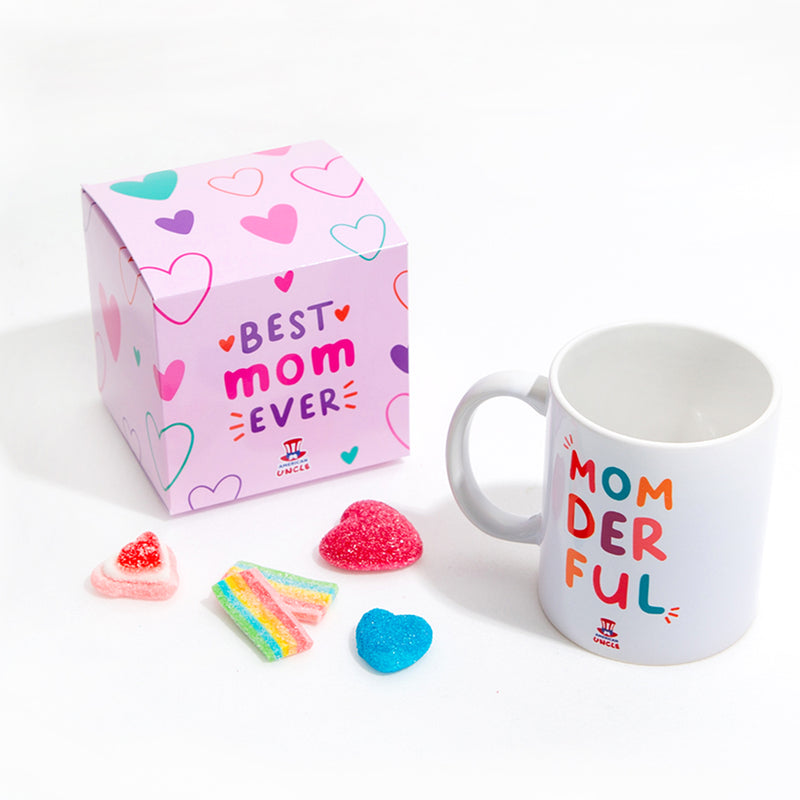 Mom Gift Box, scatola regalo per la mamma con cookies multigusto, crema al caramello salato e tazza Momderful