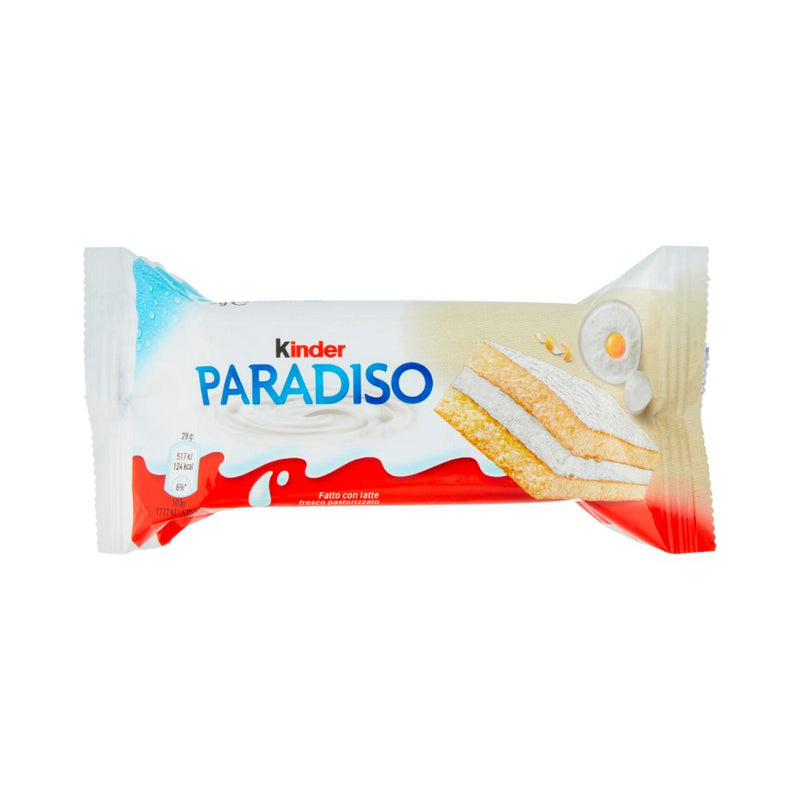 Confezione da 29g di Kinder Paradiso, merendina con crema al latte