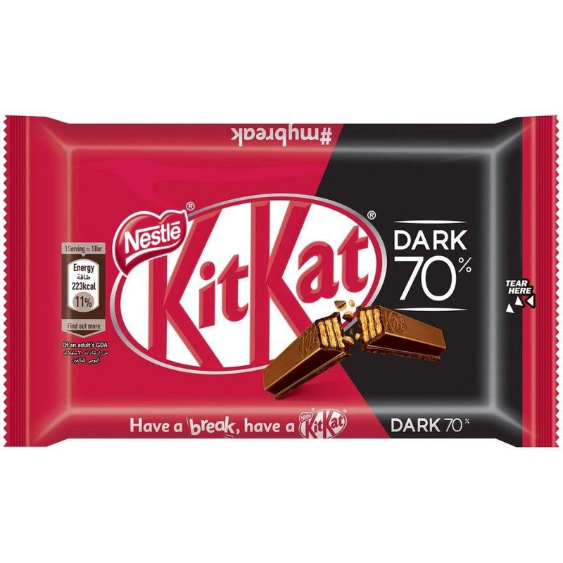 Kit Kat Dark, waferi ricoperto e ripieno di cioccolato fondente da 41.5g
