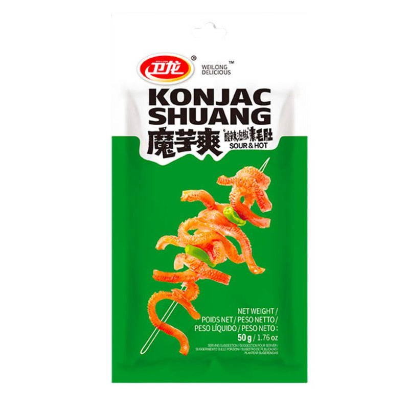 Confezione da 50g di snack al konjac aspro e piccante Konjac Shuang Sour & Hot,