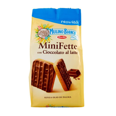 Confezione da 110g di biscotti con cioccolato al latte Mini Fette Mulino Bianco