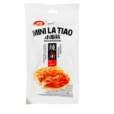 Confezione da 60g di snack di frumento Mini La Tiao Hot & Spicy