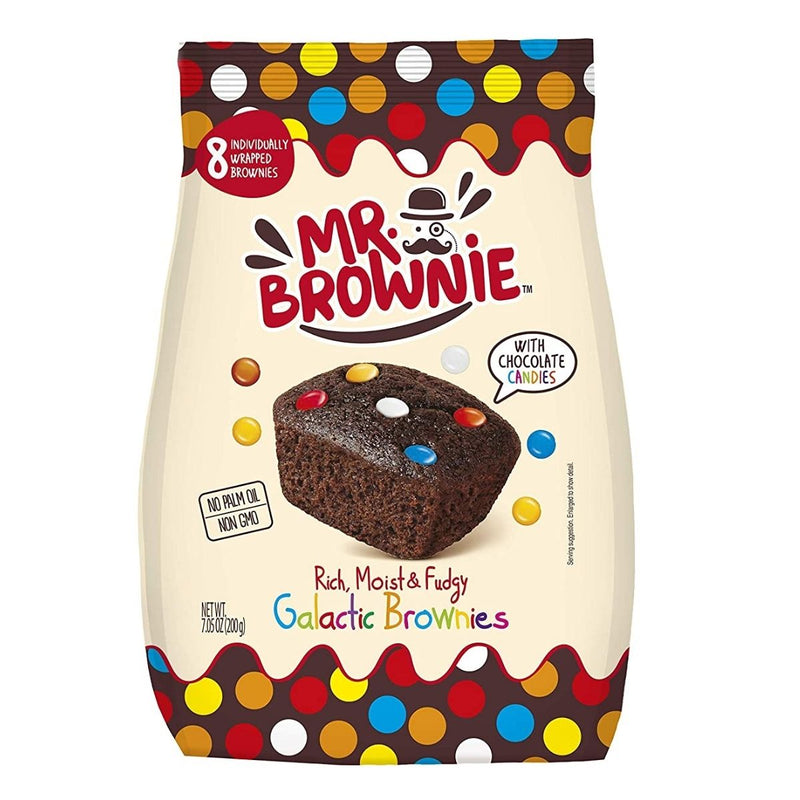 Mr.Brownie Galactic Brownies, confezione da 8 brownies con confetti al cioccolato da 200g