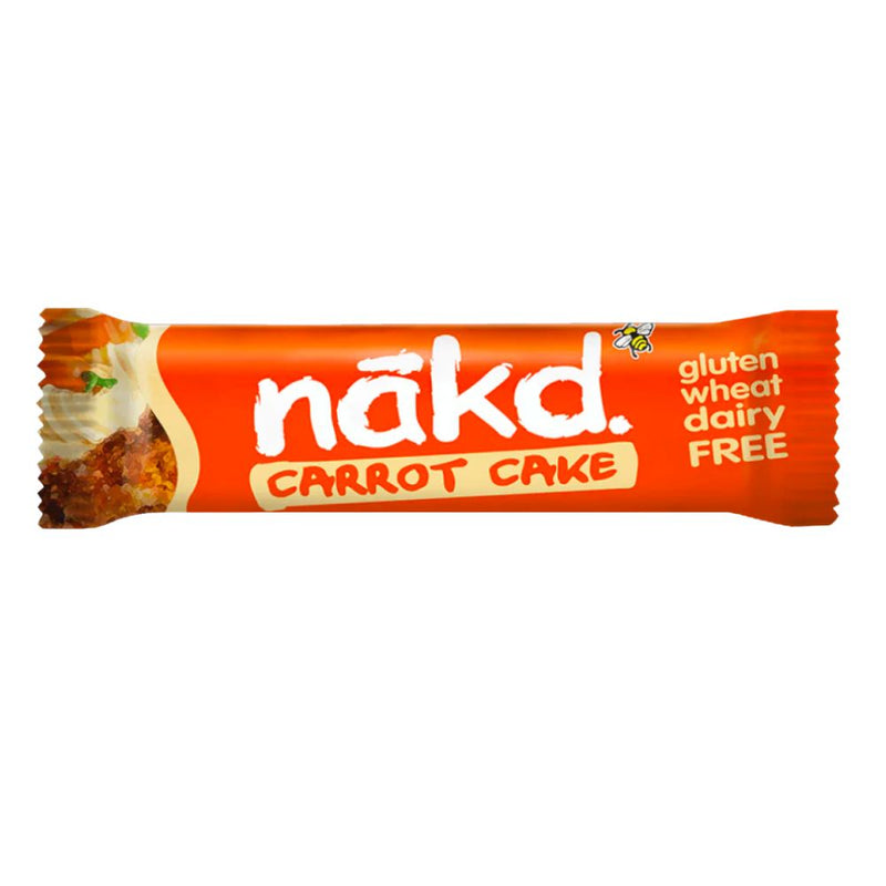 Confezione da 35g di barretta di frutta e noci nakd carrot cake
