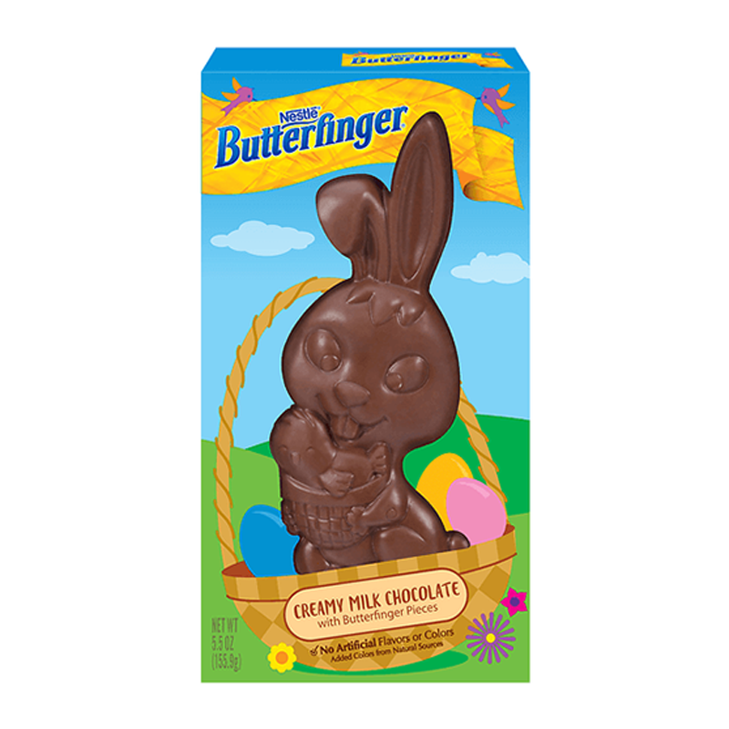 Butterfinger Easter Bunny, coniglietto al cioccolato al latte con pezzi di butterfinger da 155g (4553799073889)