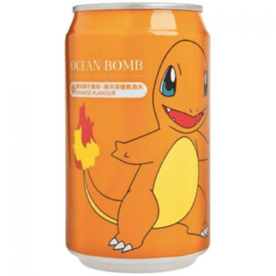 Ocean Bomb Pokémon Charmander Orange Flavour Sparkling Water, bevanda all'arancia da 330ml (4649278701665)