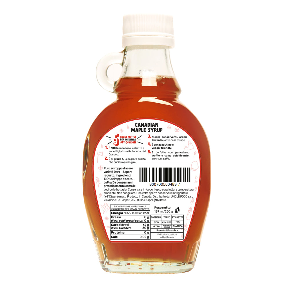 My Cousin, sciroppo d'acero grado A (dark robust taste) da 189ml