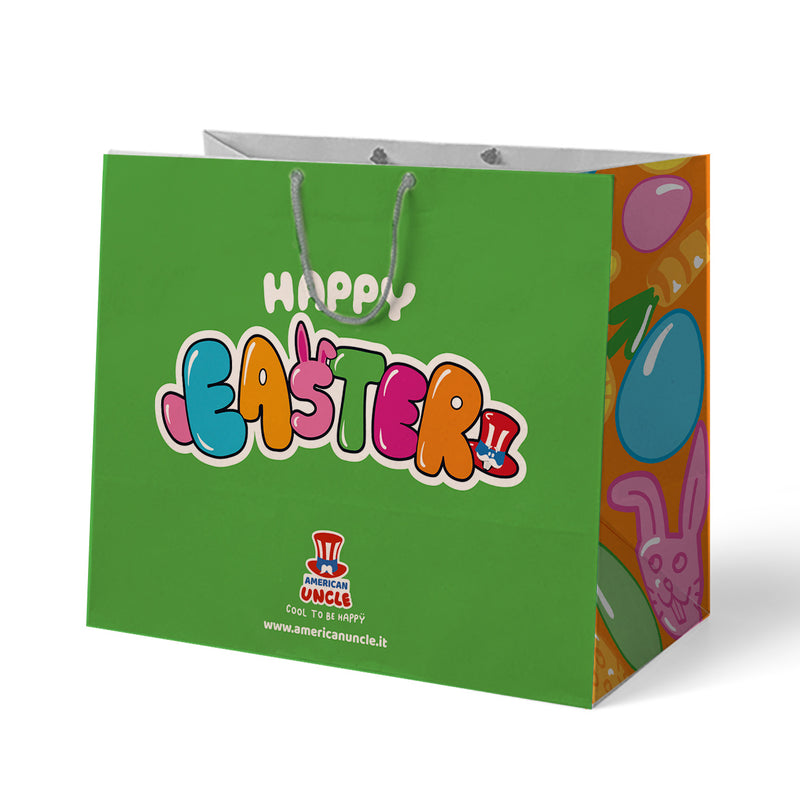 Busta regalo pasquale “Happy Easter” (vuota), ideale per contenere 40 prodotti
