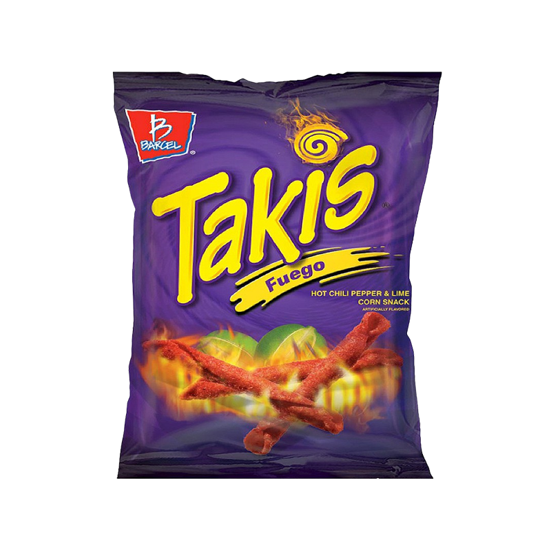 Takis Fuego Chips, confezione di riccioli di tortillas al peperoncino piccante da 65gr (4618996220001)