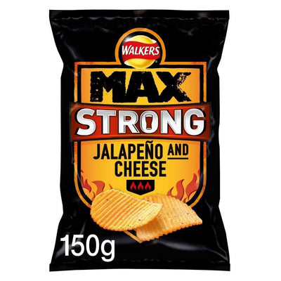 Walkers Max Strong Jalapeno & Cheese, patatine al formaggio e peperoncino jalapeno da 150g (4784094052449)