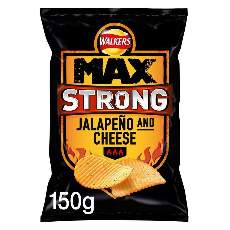 Walkers Max Strong Jalapeno & Cheese, patatine al formaggio e peperoncino jalapeno da 150g (4784094052449)