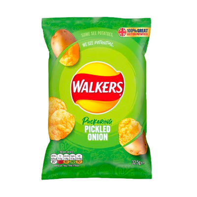 Confezione di patatine Walkers Pickled Onion da 32.5g