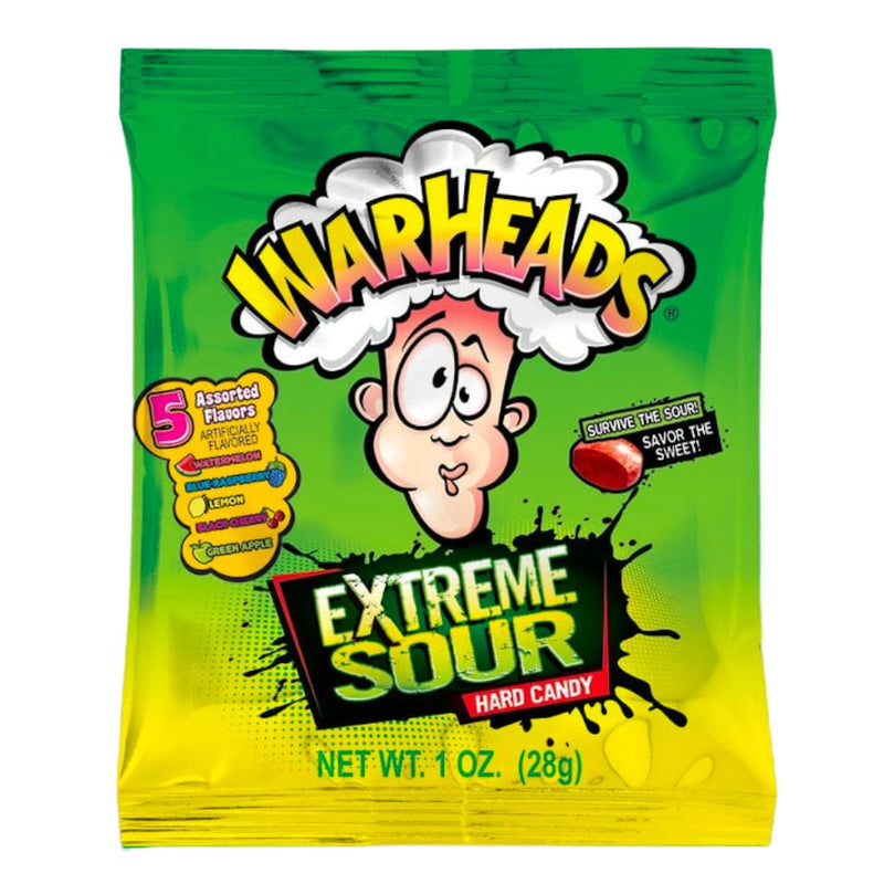 Warheads Extreme Sour Hard Candy, caramelle aspre alla frutta da 28g